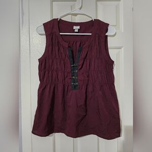 Converse One Star Shirt Top Blouse Size S Womens Burgundy Black